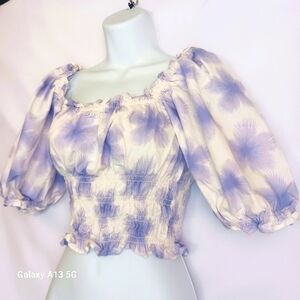 Levi's Women's  Tilly Square Neck Smocked Blouse Top Sz S